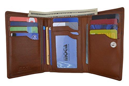 Moga Genuine Leather Women's Trifold Credit Card ID Holder With Coin Zippered Pocket Wallet - wallets for men's at mens wallet