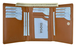 Moga High End Leather Trifold Credit Card ID Holder Wallet with Zippered Pocket-menswallet