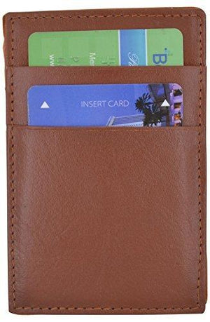 Moga Men's Fashion Magic Money Clip Genuine Leather Minimalistic Slim Wallet (Tan)-menswallet