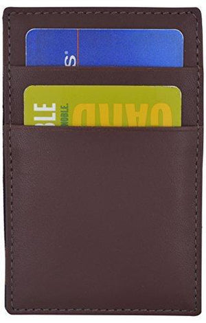 Moga Men's Fashion Magic Money Clip Genuine Leather Minimalistic Slim Wallet (Tan)-menswallet