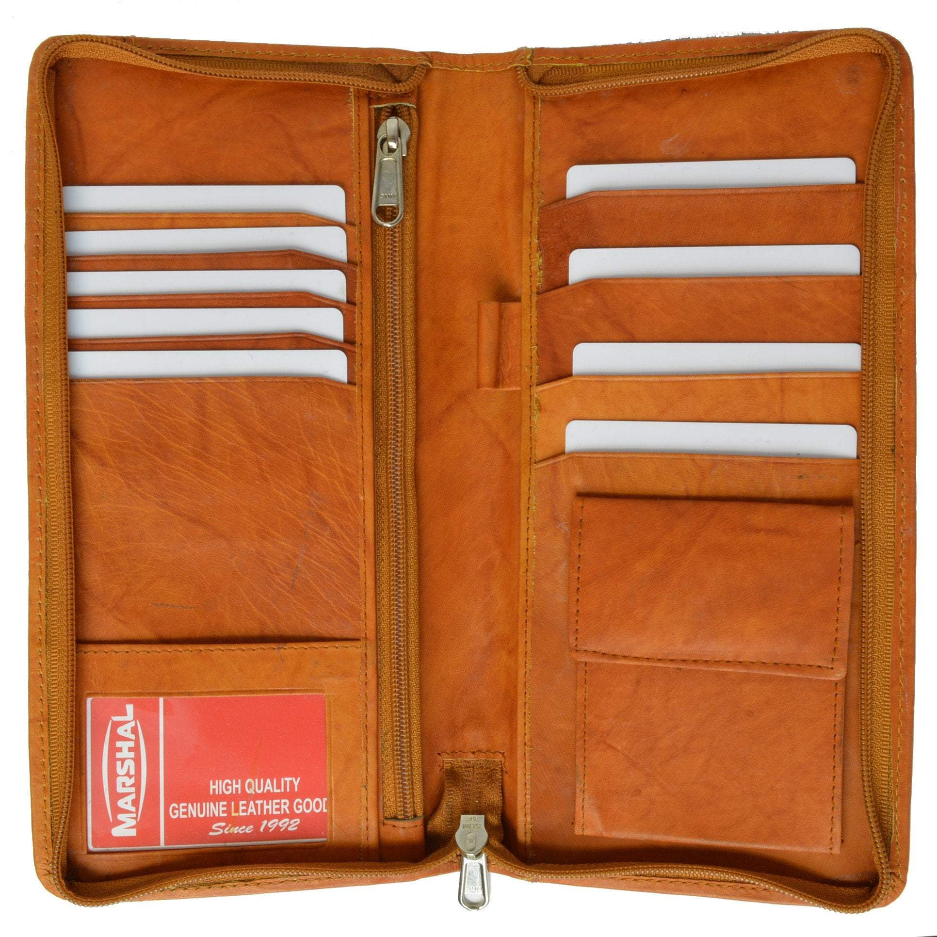 Marshal Wallet Genuine Leather Zipper Key Chain Holder Wallet 212 CF , Adult Unisex, Size: Standard, Brown