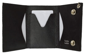 USA Eagle Imprint Genuine Leather Biker Chain Trifold Wallet 946-50 (C)-menswallet