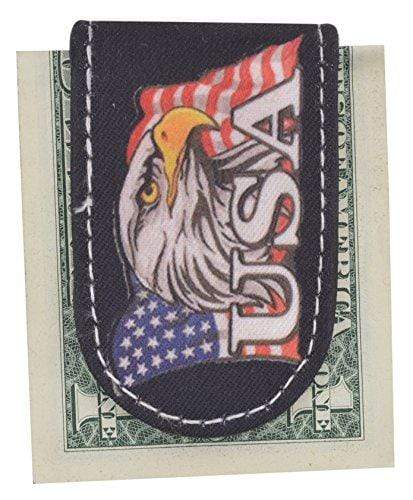 Men's Genuine Leather Strong Magnetic Money Clip USA Logos - wallets for men's at mens wallet