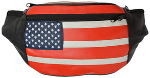 USA Flag Leather Waist Fanny Pack Belt Bag Pouch Travel Hip Purse Men Women 962 AL-menswallet