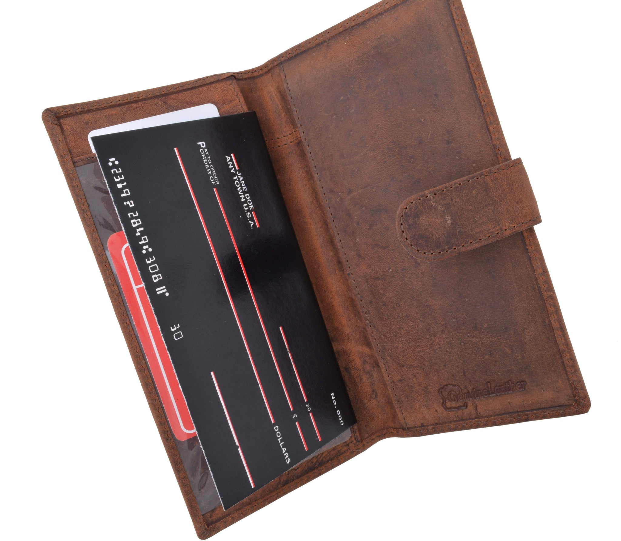 Vintage Genuine Leather RFID Blocking Simple Checkbook Cover with Snap Closure RFID157HTC - wallets for men's at mens wallet