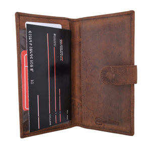 Vintage Genuine Leather RFID Blocking Simple Checkbook Cover with Snap Closure RFID157HTC-menswallet