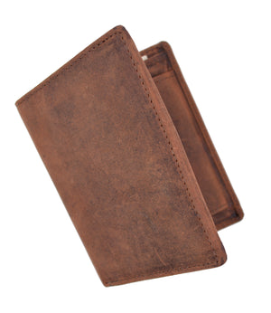 Vintage Look Genuine Leather RFID Blocking European Style Bifold Trifold Wallet with ID Window RFID518HTC-menswallet