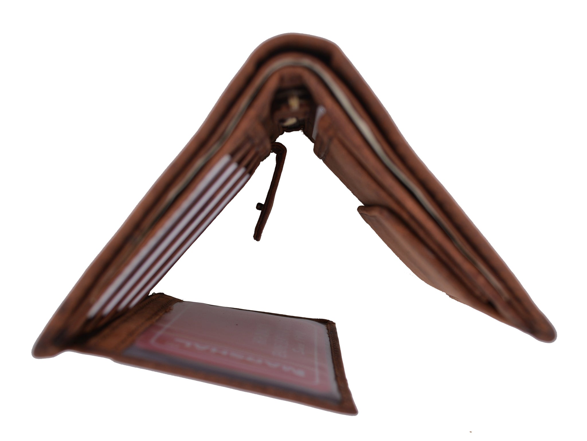 Vintage Look Genuine Leather RFID Blocking European Style Bifold Trifold Wallet with ID Window RFID518HTC-menswallet