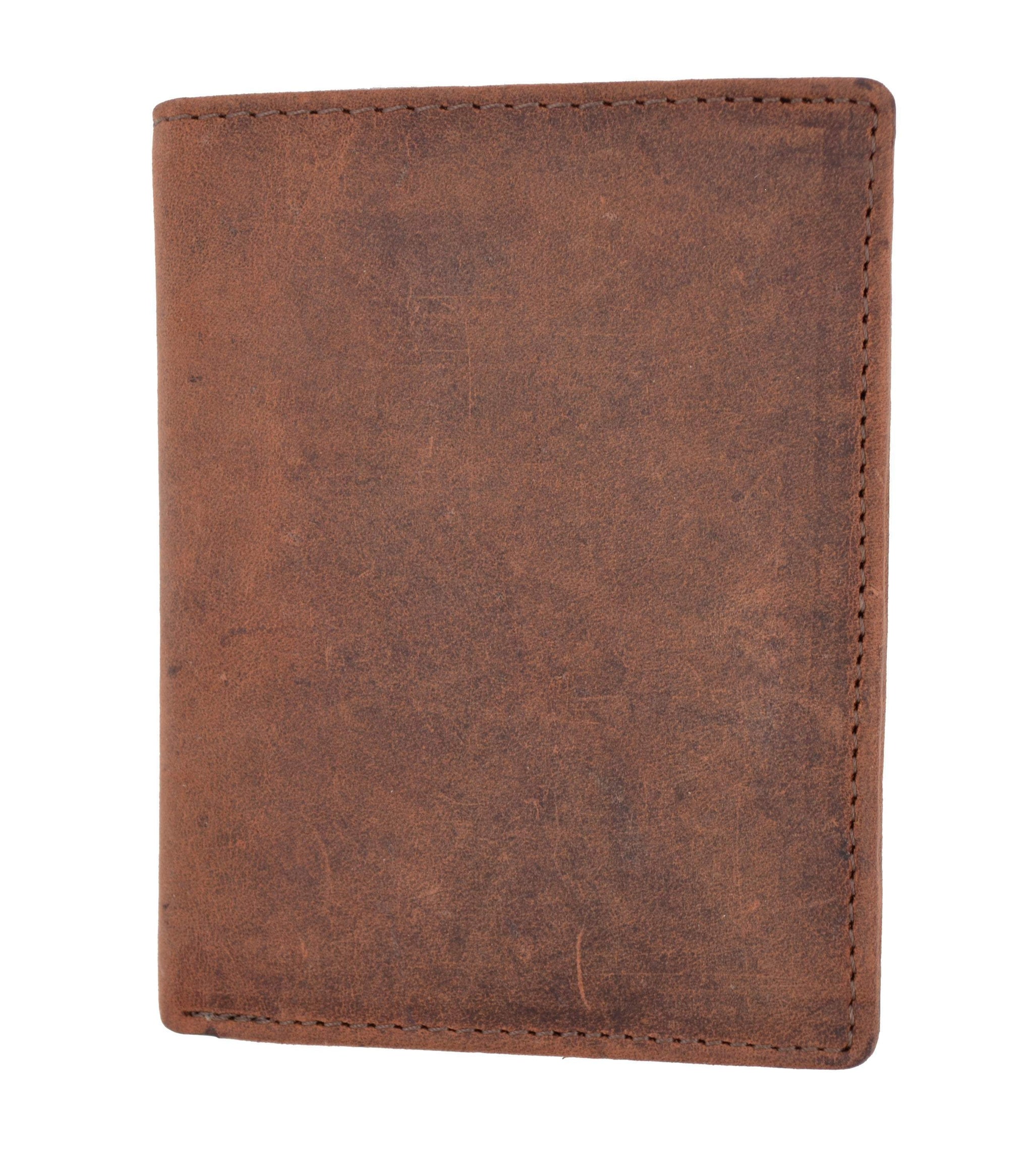 Vintage Look Genuine Leather RFID Blocking European Style Bifold Trifold Wallet with ID Window RFID518HTC-menswallet