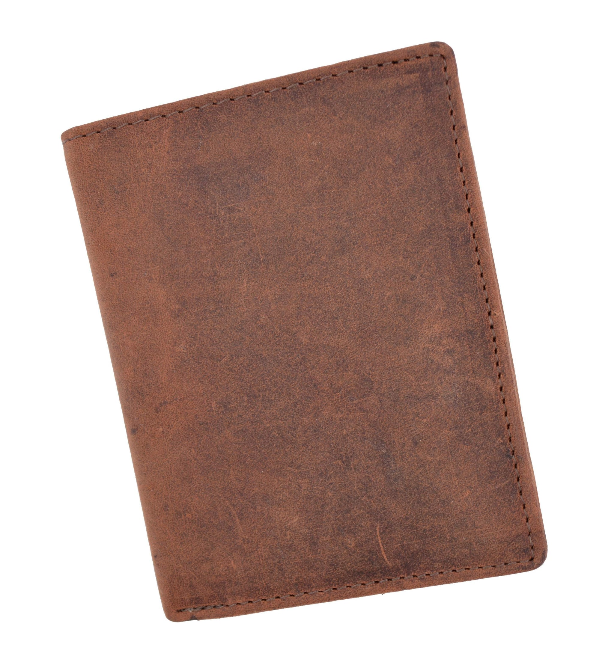 Vintage Look Genuine Leather RFID Blocking European Style Bifold Trifold Wallet with ID Window RFID518HTC-menswallet