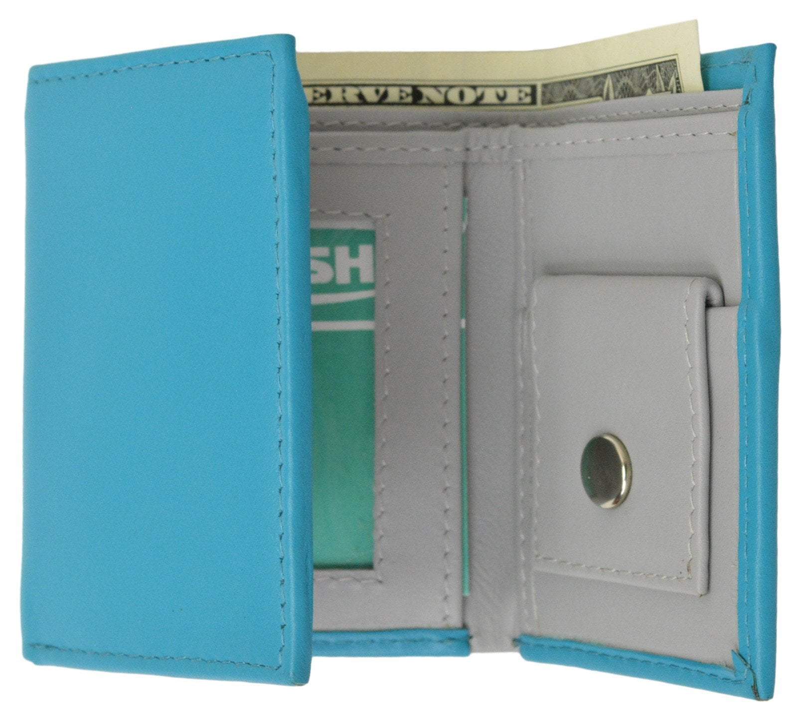 Premium Soft Leather Childrens Trifold Wallet Kids Bicolor Wallet Gift P 825 (C)-menswallet