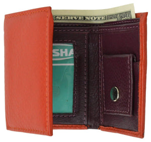 Premium Soft Leather Childrens Trifold Wallet Kids Bicolor Wallet Gift P 825 (C)-menswallet