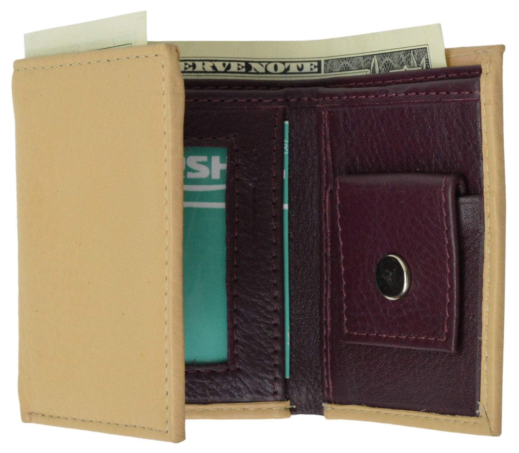 Premium Soft Leather Childrens Trifold Wallet Kids Bicolor Wallet Gift P 825 (C)-menswallet