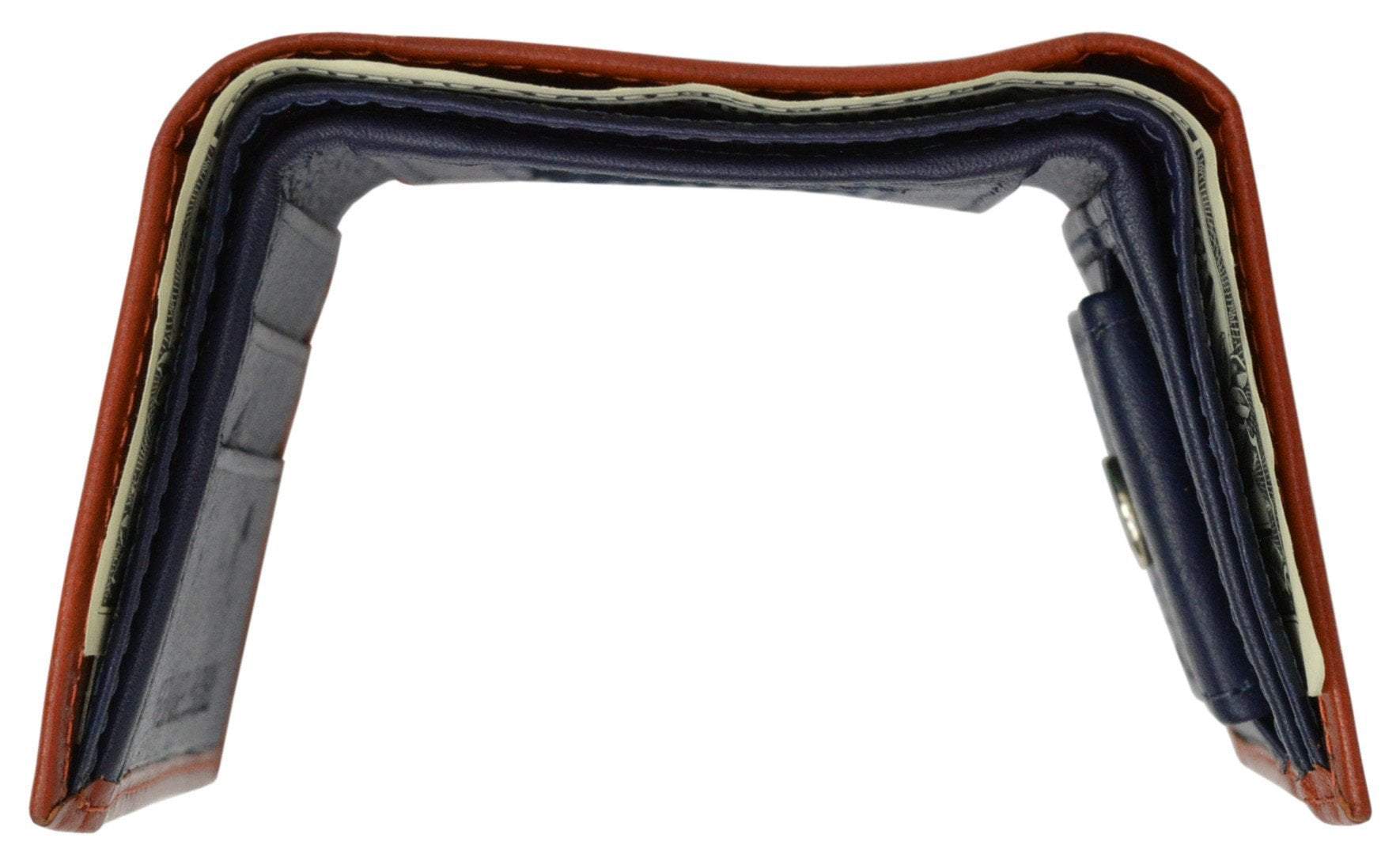 Premium Soft Leather Childrens Trifold Wallet Kids Bicolor Wallet Gift P 825 (C)-menswallet