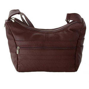 Women's Genuine Leather Purse Adjustable Strap Mid Size Multi Pocket Shoulder Bag-menswallet