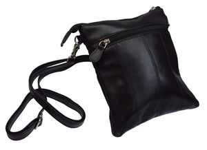 Women's Genuine Leather Shoulder Bag Ladies Purse With Multiple Zippers-menswallet
