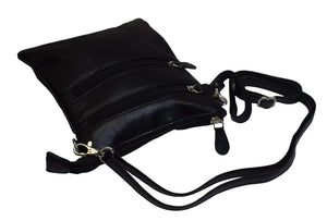 Women's Genuine Leather Shoulder Bag Ladies Purse With Multiple Zippers-menswallet