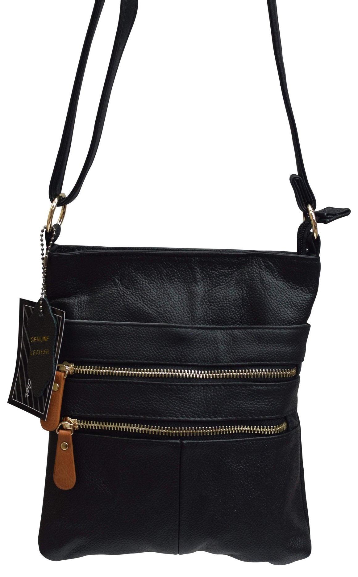 Womens Multi Pocket Zipper Leather Crossbody Bag Over the Shoulder Purse & Handbag-menswallet