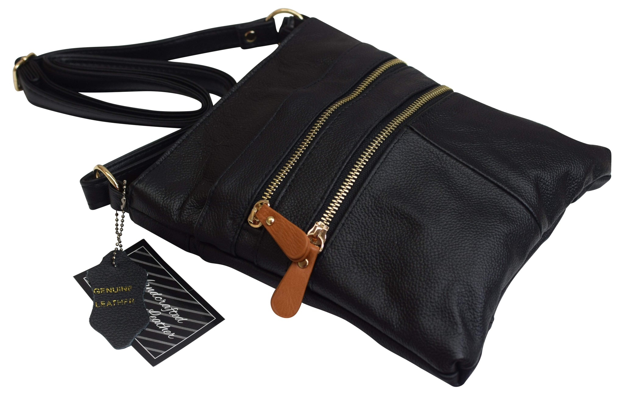 Genuine Goat Leather Crossbody Purse For Women - Adjustable Strap, Multiple Pockets