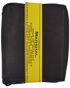 Zipper bifold hipster mens genuine leather zip around credit card id holder wallet-menswallet
