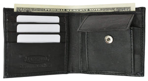 Kid's Leather Bifold Wallet with Coin Pouch and Card Slots 925-menswallet