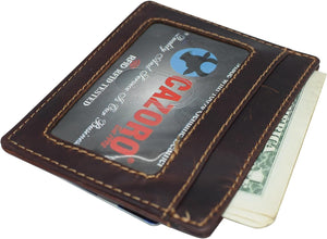 RFID Vintage Leather Front Pocket Wallet Slim Minimalist Secure Thin Credit Card Holder (Brown)-menswallet