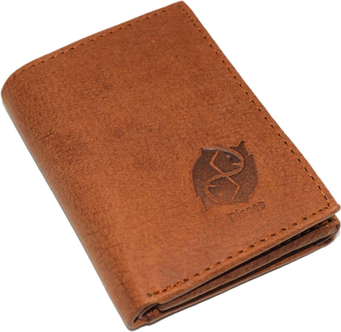 Pisces Men's RFID Blocking Real Leather Bifold Trifold Zodiac Sign Logo Wallet (Trifold)-menswallet