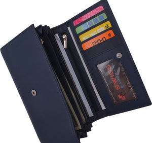 Swiss Marshall Women RFID Blocking Real Leather Wallet - Clutch Checkbook Wallet for Women-menswallet