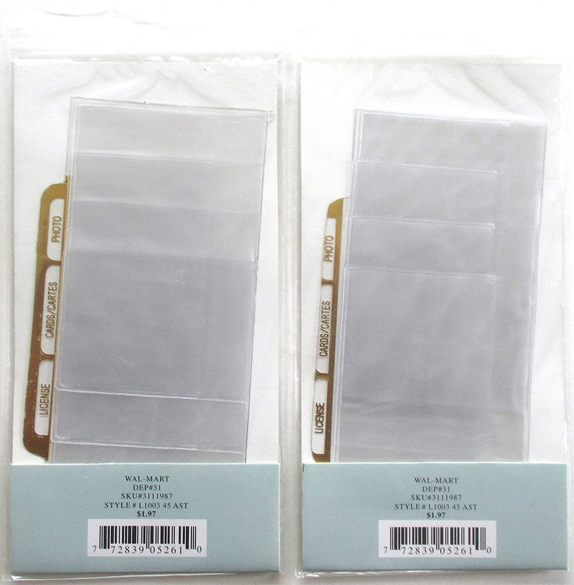 Lot of 2 Buxton Brand Plastic Wallet Insert Replacement Picture Card Holder Ladies Cheque Book Clutch Wallets 5 Pg-menswallet