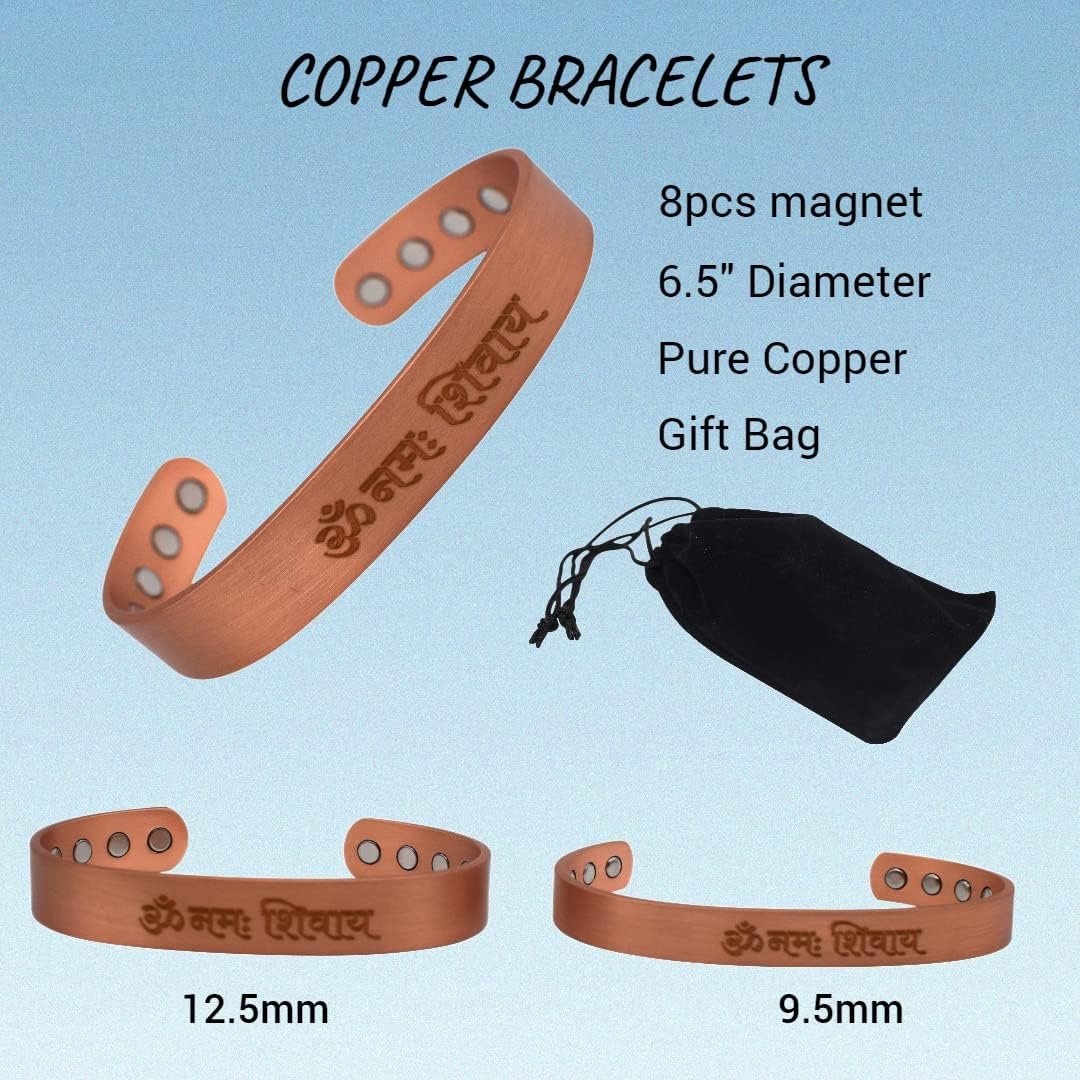 OM Namah Shiva Adjustable Pure Copper Bracelet Gift Bag for Men & Women