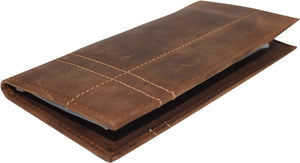 CAZORO Vintage Leather RFID Blocking Long Bifold Checkbook Cover Holder for Men & Women-menswallet