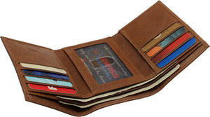 RFID Blocking Slim Classic Trifold Credit Card ID Genuine Leather Wallet Gift Box (Black)-menswallet