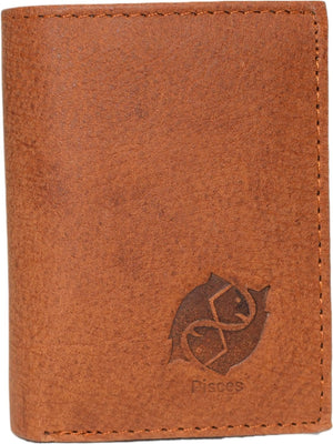 Pisces Men's RFID Blocking Real Leather Bifold Trifold Zodiac Sign Logo Wallet (Trifold)-menswallet