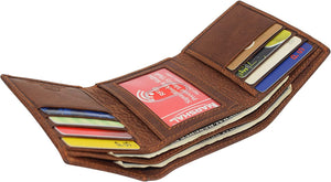 Marshal RFID Blocking Cross Genuine Leather Bifold Trifold Wallet for Men-menswallet