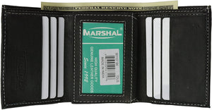 100% Leather Tri-fold Mens Wallet Black #961107-menswallet