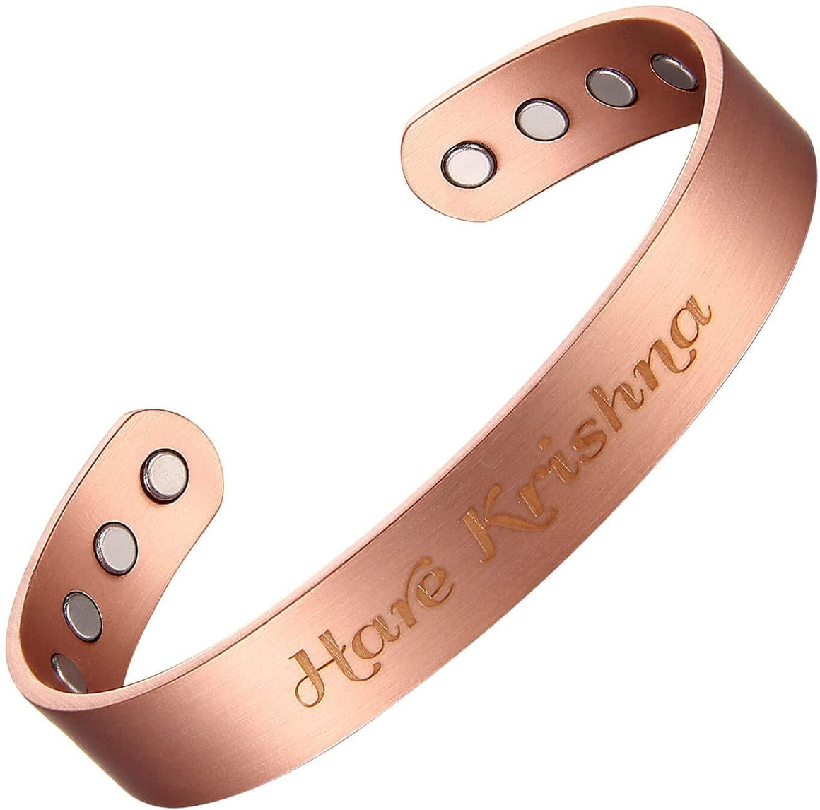 Hare Krishna Adjustable Copper Bracelet 8pcs Magnets for Men & Women Gift Bag (12.5mm)