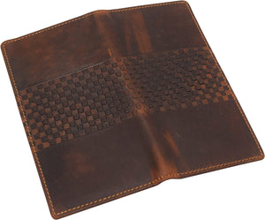 CAZORO RFID Blocking Vintage Leather Slim Bifold Standard Checkbook Cover Holder for Men & Women-menswallet