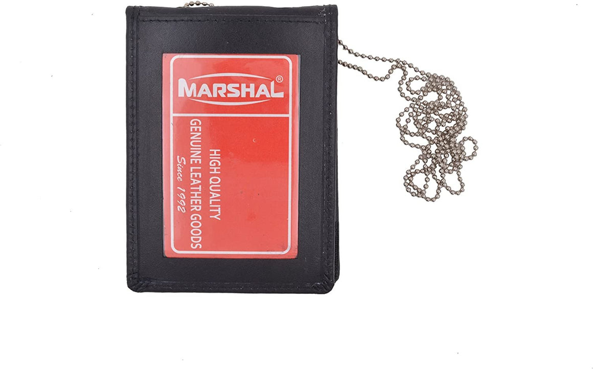 Genuine Leather Neck Chain Badge and ID Holder