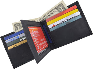 RFID Blocking Premium Soft Leather Men's Multi-Card Compact Center Flip Bifold Wallet-menswallet