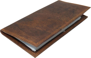 CAZORO Premium Vintage Leather RFID Blocking Slim Checkbook Cover Wallet (Brown)-menswallet