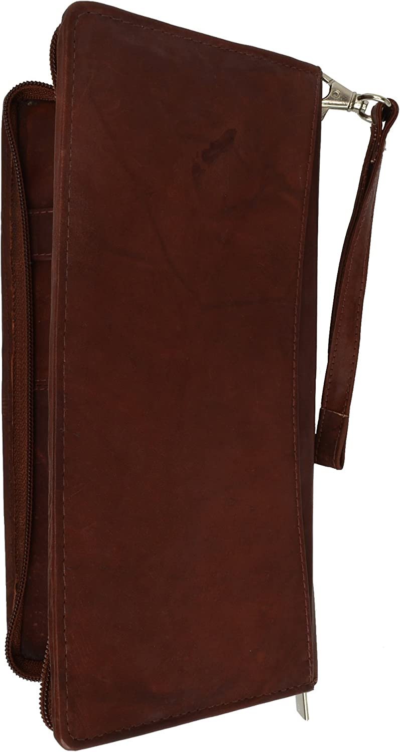 Marshal Top Grain Genuine Leather Travel Organizer Wallet Passport Holder-menswallet