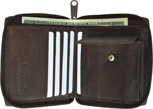 Zip Around Bifold Wallet with Snap Down Coin Purse for Men by Marshal-menswallet