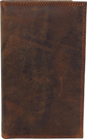 Premium Vintage Leather Long Bifold Credit Card ID RFID Blocking Wallet for Men Women (Brown)-menswallet