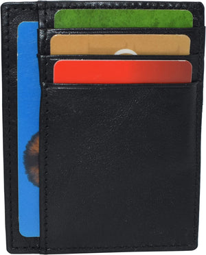 Swiss Marshall RFID Blocking Front Pocket Leather Slim Credit Card Case Holder Wallet-menswallet