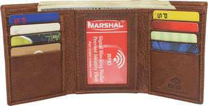Jesus Fish Men's RFID Blocking Genuine Leather Bifold Trifold Ichthys Wallet (Bifold)-menswallet
