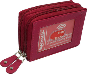 MARSHAL Small Genuine Leather Wallet for Women, RFID Blocking Credit Card Holder Wallet (Light Green)-menswallet