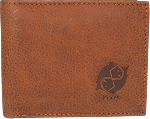 Pisces Men's RFID Blocking Real Leather Bifold Trifold Zodiac Sign Logo Wallet (Trifold)-menswallet