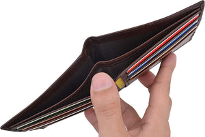 CAZORO Slim Wallet for Men Bifold Genuine Leather RFID Blocking Minimalist Stylish Front Pocket Mens Wallets (Camel)-menswallet