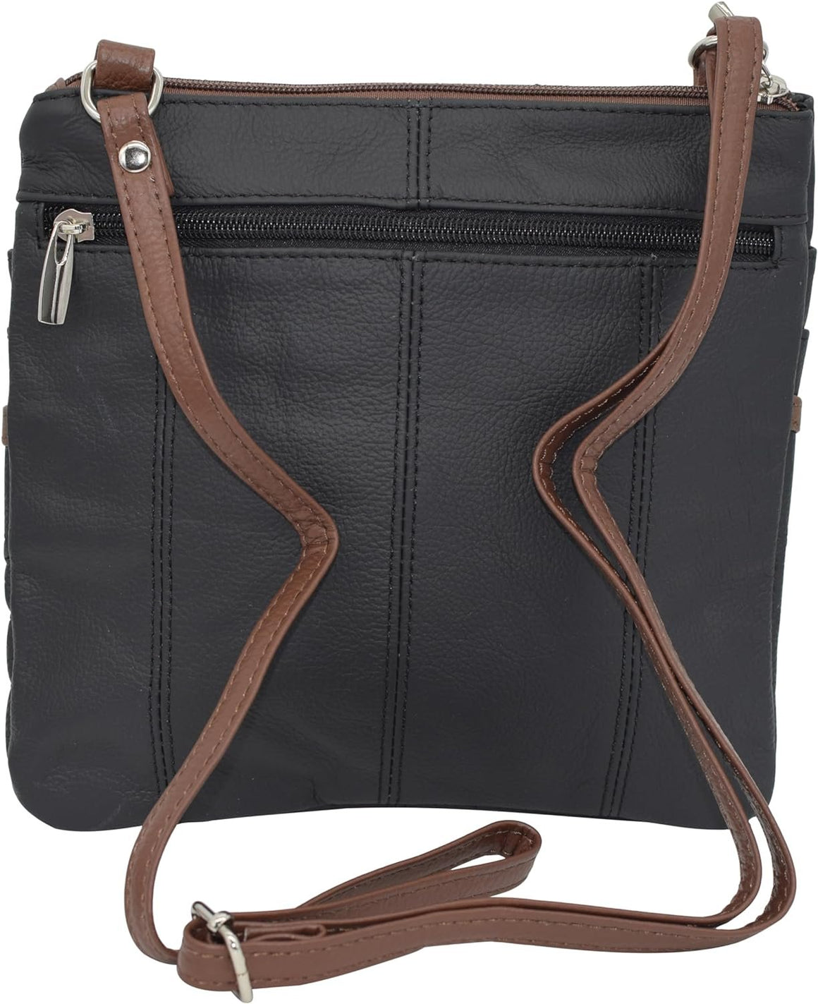Pemium Leather Body Purse - Multi Pocket Zipper Cross Body Handbag with Exterior Mirror - Adjustable Shoulder Strap -Convenient Travel Bag - Designed in the U.S.A.-menswallet