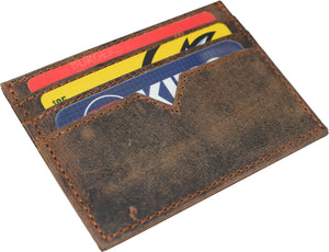 CAZORO Men's Vintage Leather Minimalist Card Case Front Pocket Wallet for Men-menswallet